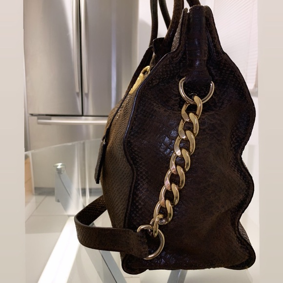 MICHAEL KORS Hamilton Brown Snakeskin Tote - Picture 2 of 6